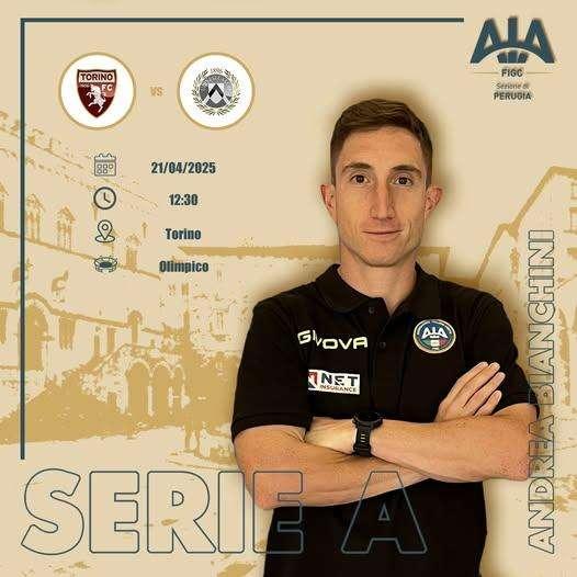 Un giorno storico per il calcio perugino: Bianchini in serie A nella terna arbitrale della gara Torino-Udinese