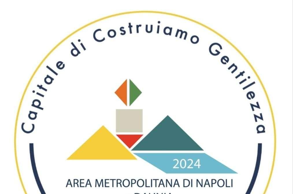 Il logo realizzato a Perugia da Chiara Castellana per Napoli capitale 2024 di ”Costruiamo Gentilezza” 