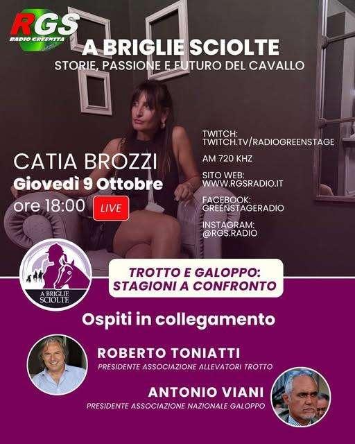 Nuovo appuntamento di giovedì con "A briglie sciolte" con Catia Brozzi su RGS Radio 