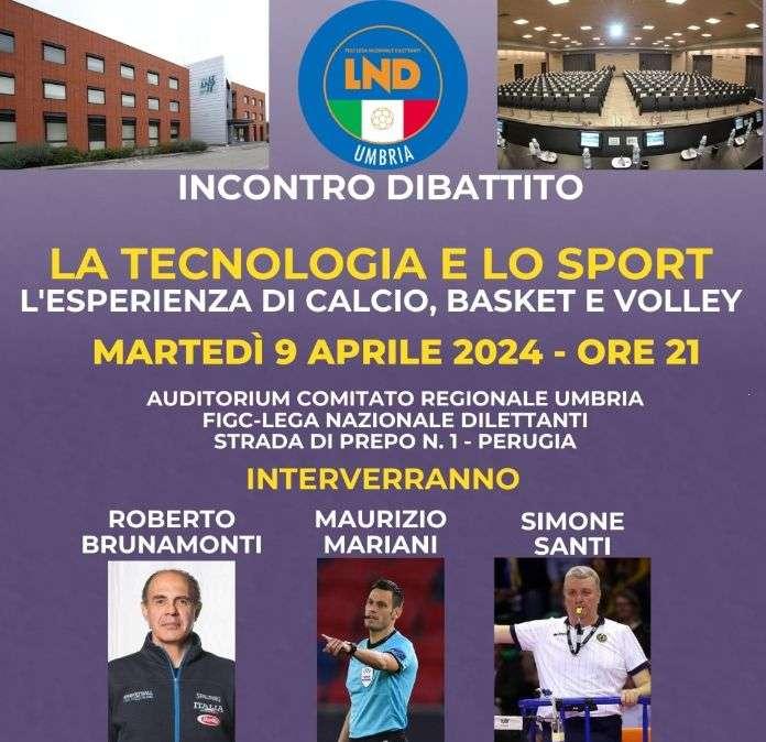 "La tecnologia e lo sport. L'esperienza di calcio, basket e volley": se ne parlerà a Perugia il 9 aprile