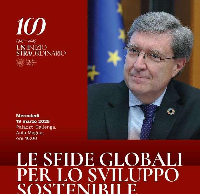 Il 19 marzo all'Università per Stranieri di Perugia lectio magistralis di Enrico Giovannini su “Le sfide globali per lo sviluppo sostenibile”