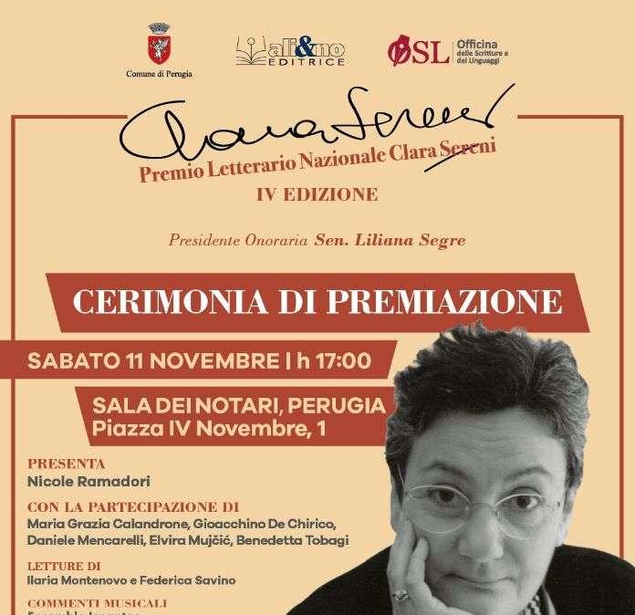 Sabato 11 novembre la proclamazione dei vincitori del "Premio letterario Clara Sereni"
