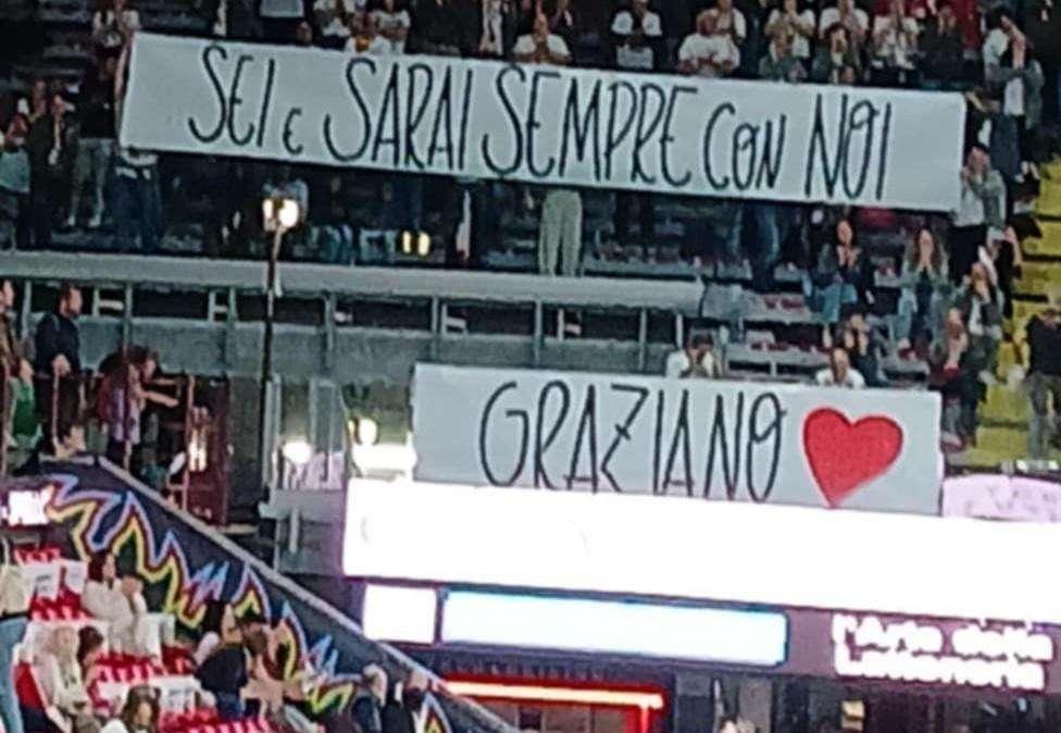 In memoria di Graziano Corgna la vicinanza del PalaBarton, avvolto nel dolore in occasione della partita della Sir
