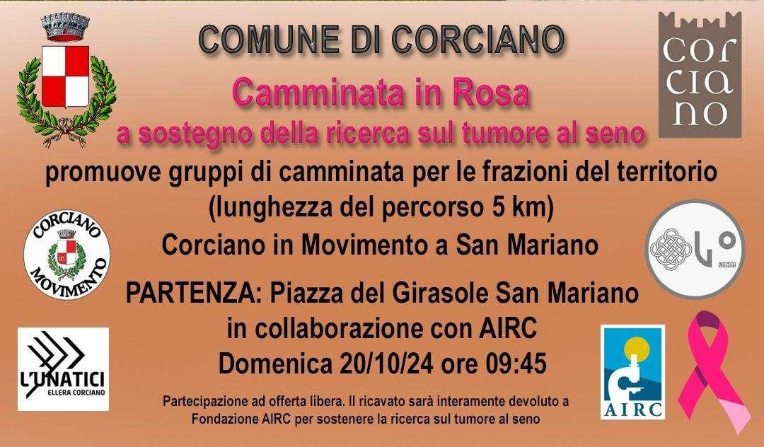 Domenica 20 ottobre a San Mariano di Corciano la "Camminata Rosa" di Airc, Comune, L'Unatici e Company