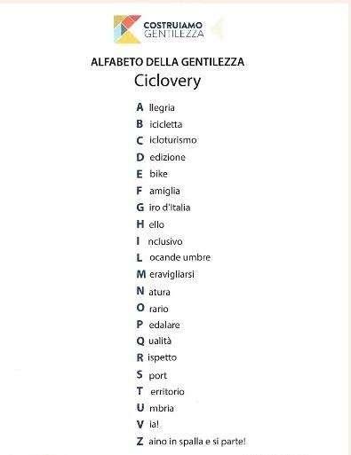 In occasione del Giro d'Italia ecco l'alfabeto della gentilezza per chi va in bici: rispettiamolo!