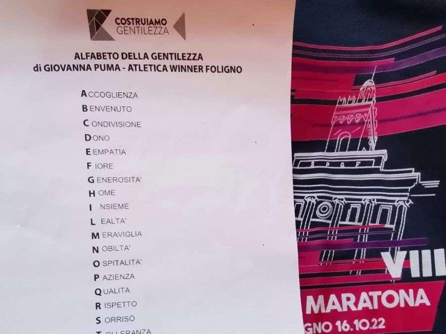 Anche Giovanna Puma dell'Atletica Winner Foligno ha compilato il suo "Alfabeto della Gentilezza"