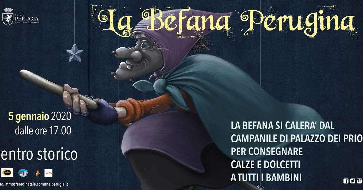 La discesa della Befana Perugina dal campanile di Palazzo dei Priori insieme a Nestlè e Circolo Dipendenti Perugina