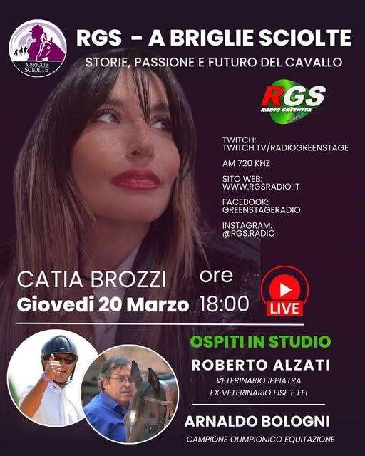 Appuntamento oggi alle 18 con "A briglie sciolte", la trasmissione settimanale di Catia Brozzi su RGS
