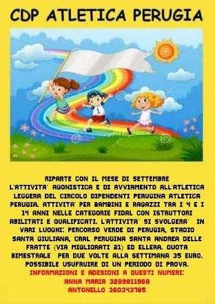Al Percorso Verde riparte oggi l'attività dei bambini del Cdp Atletica Perugia
