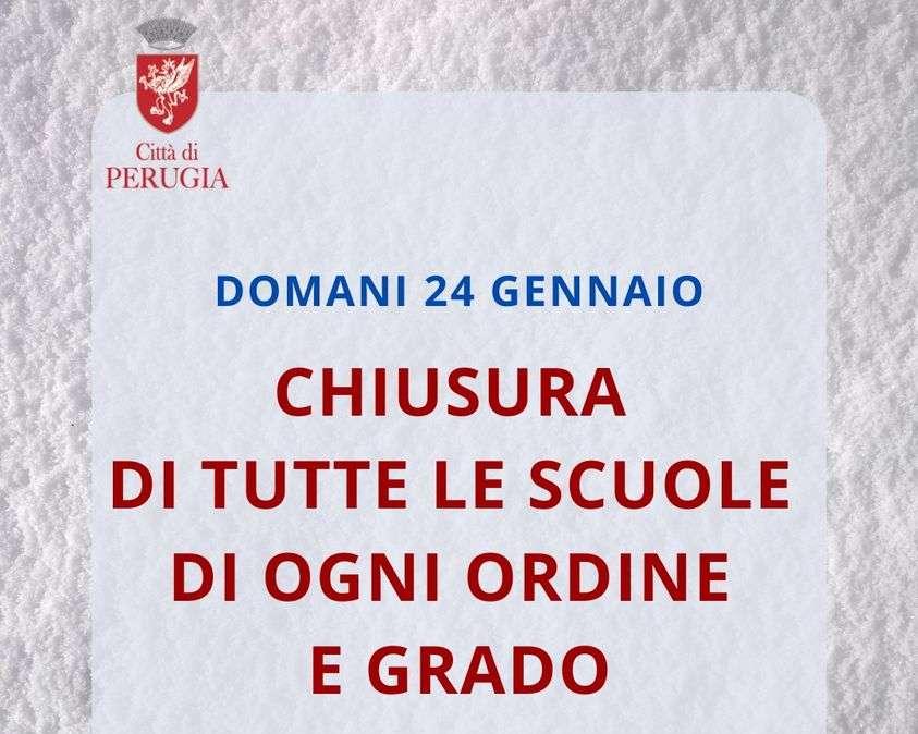 Domani scuole chiuse in tutto il territorio di Perugia! Allerta neve anche questa sera
