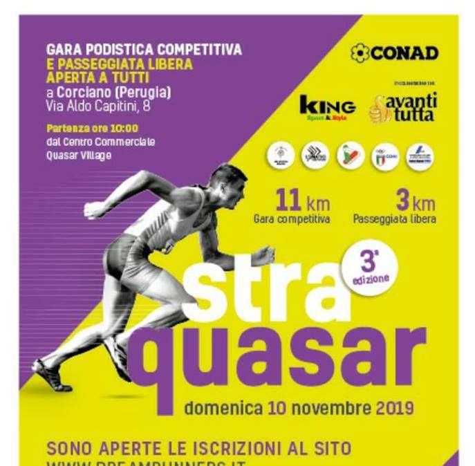 Oggi si chiudono le preiscrizioni per la "Straquasar", gara podistica in programma domenica a Corciano