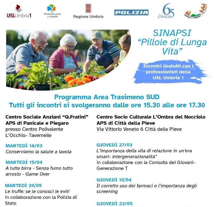 "Pillole di lunga vita": progetto nell'area del Trasimeno della Usl per uno stile di vita sano ed attivo