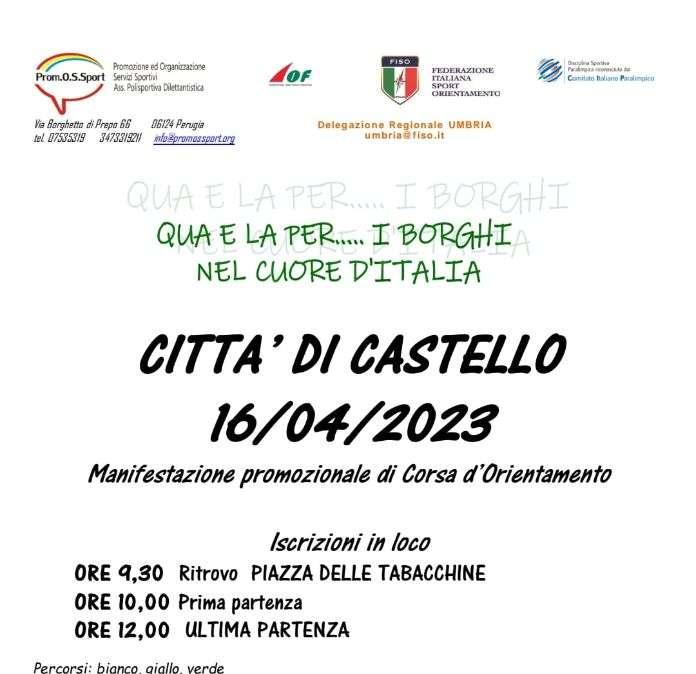 Gara di orienteering domenica a Città di Castello lungo le vie della città