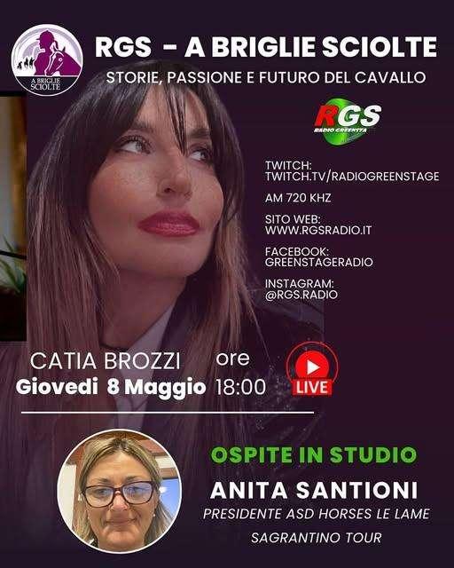 Appuntamento oggi con "A briglie sciolte" su Rgs Radio: ospite di Catia Brozzi sarà Anita Santioni