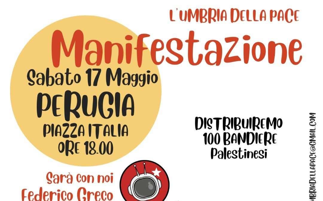 "L' Umbria della pace": sabato 17 maggio a Perugia 100 bandiere palestinesi 