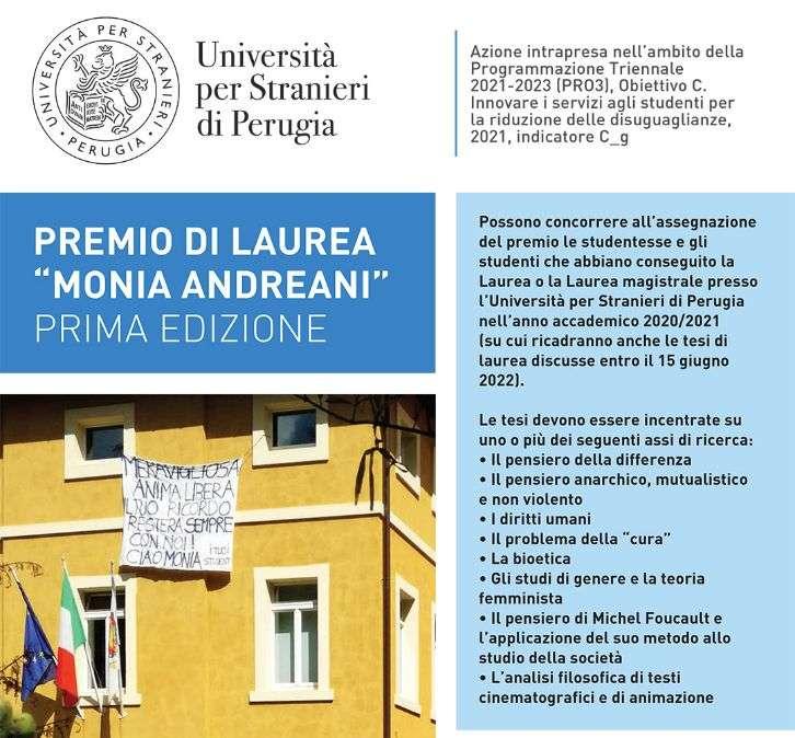 All'Università per Stranieri di Perugia il Premio “Monia Andreani”