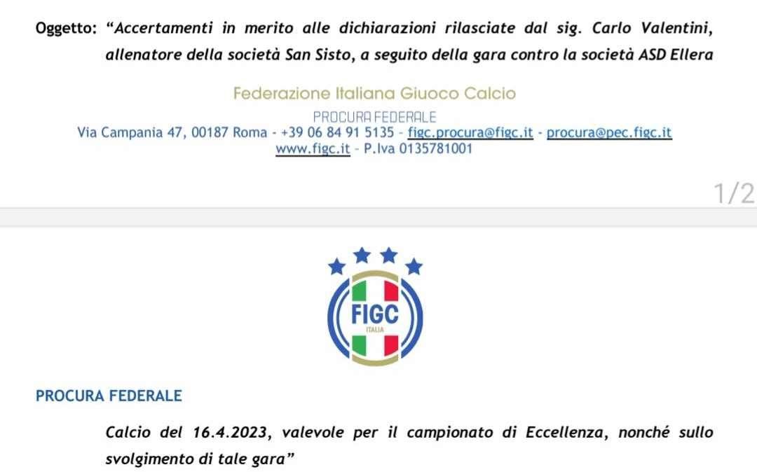 Chiusa l'inchiesta sulla gara Ellera-San Sisto: la Procura della Federcalcio ha deciso l'archiviazione
