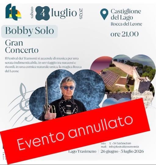 Per il concerto di Bobby Solo annullato a Castiglione del Lago si scatena il caos! L'organizzazione nel mirino dopo che qualcuno era già sul posto