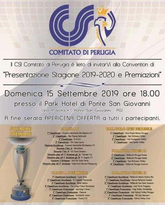 Domenica sarà la giornata delle premiazioni stagionali del Csi di Perugia