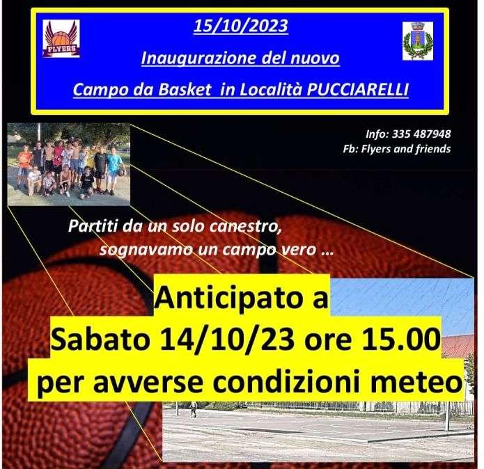 Domenica pioverà e a Castiglione del Lago si anticipa sabato l'inaugurazione del campo da basket