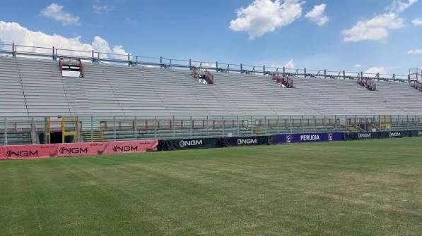 Allo Stadio Curi conclusi i lavori sulla gradinata: via alla riapertura domenica contro la Reggiana