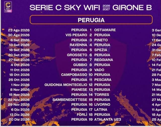Il calendario del Perugia: si parte in casa il 23 agosto contro l'Ostiamare di Daniele De Rossi