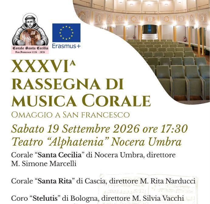 Sabato 19 settembre al Teatro Alphatenia c'è la Rassegna di Musica Corale di Nocera Umbra