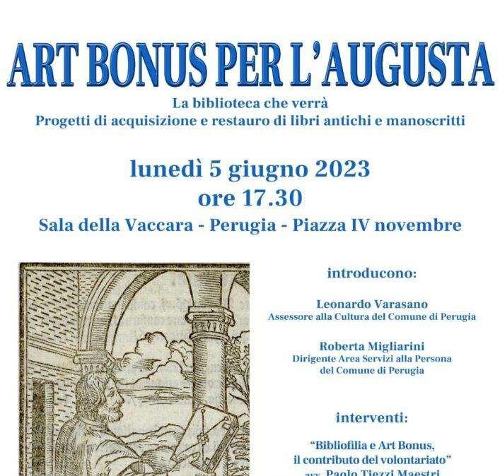 Lunedì appuntamento a Palazzo dei Priori di Perugia con "Art Bonus per l’Augusta. La biblioteca che verrà" 