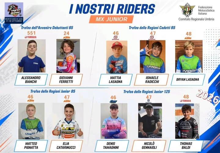 Sosteniamo la rappresentativa umbra di motocross impegnata al Trofeo delle Regioni a Montevarchi!