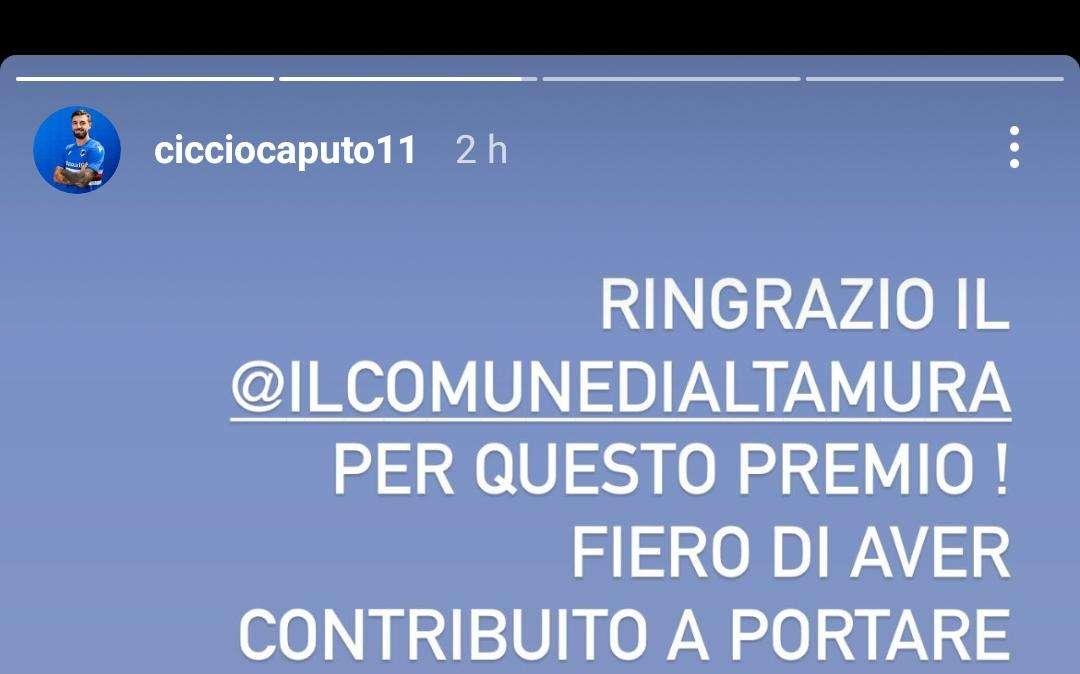 Sampdoria, Caputo premiato: "Grazie Altamura per questo premio"