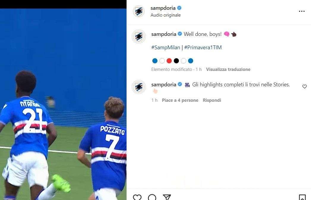 Primavera, gli highlights di Sampdoria - Milan 2-1 (Video)