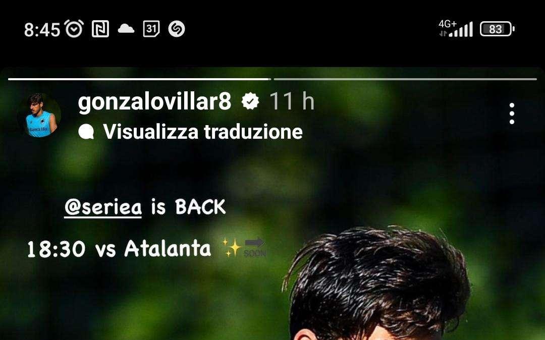 Sampdoria, Villar sull'avvio di stagione: "Serie A is back"
