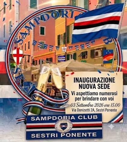 Sampdoria Club Sestri Ponente, domani l'inaugurazione della nuova sede