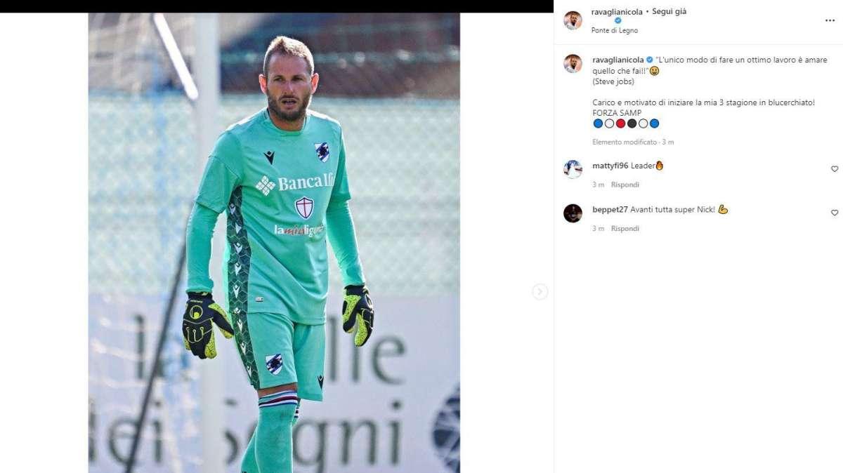 Sampdoria, Ravaglia: "Carico e motivato di iniziare la mia terza stagione in blucerchiato"