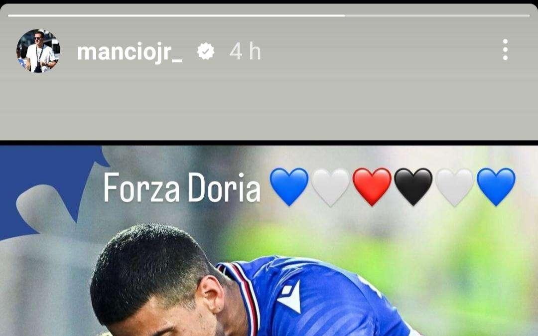 Modena-Sampdoria, il contenuto social di Andrea Mancini