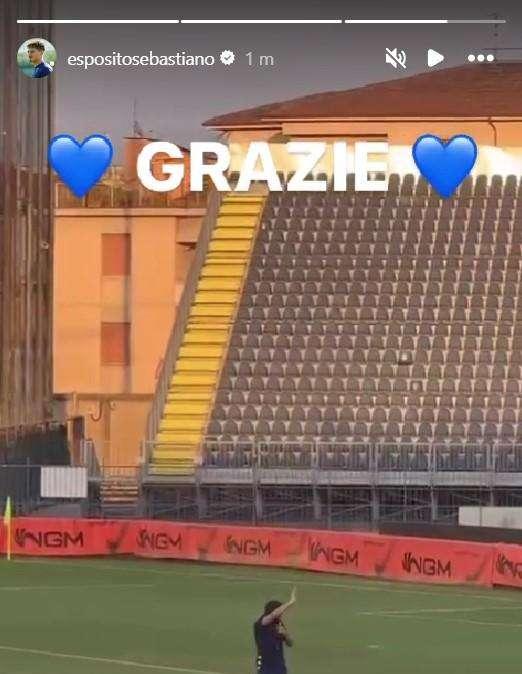 Empoli - Sampdoria: Esposito saluta e ringrazia i tifosi della Sampdoria 