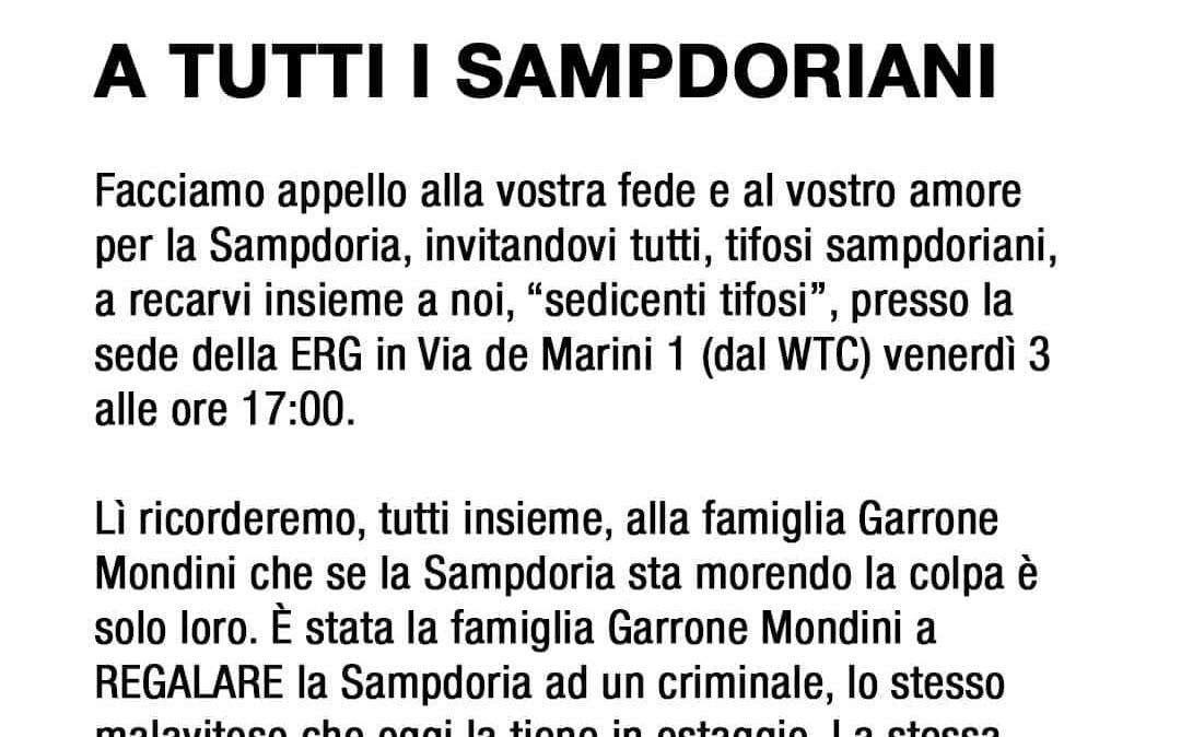 I Gruppi della Sud: oggi h17 presso la sede della ERG