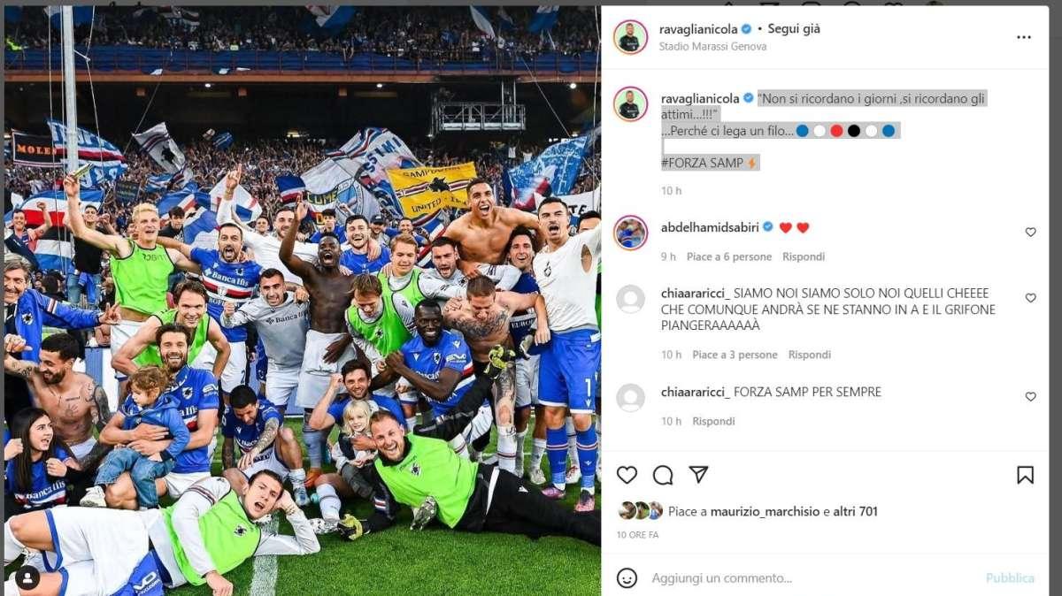 Social Sampdoria, Ravaglia: "Non si ricordano i giorni, si ricordano gli attimi"