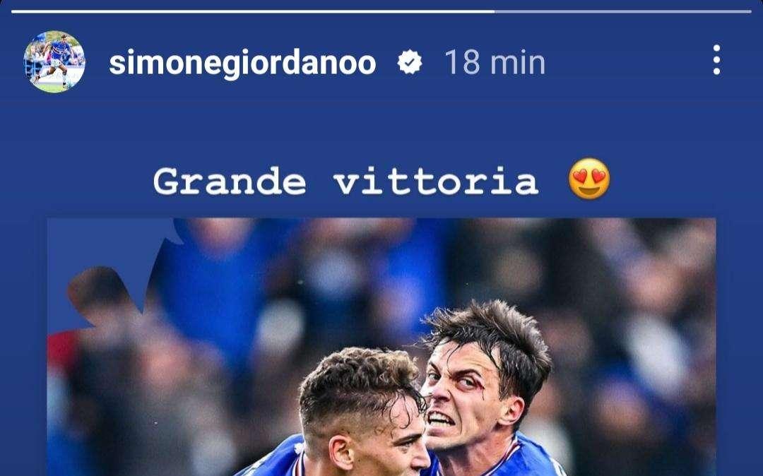 Sampdoria, gioia per Giordano: "Grande vittoria"