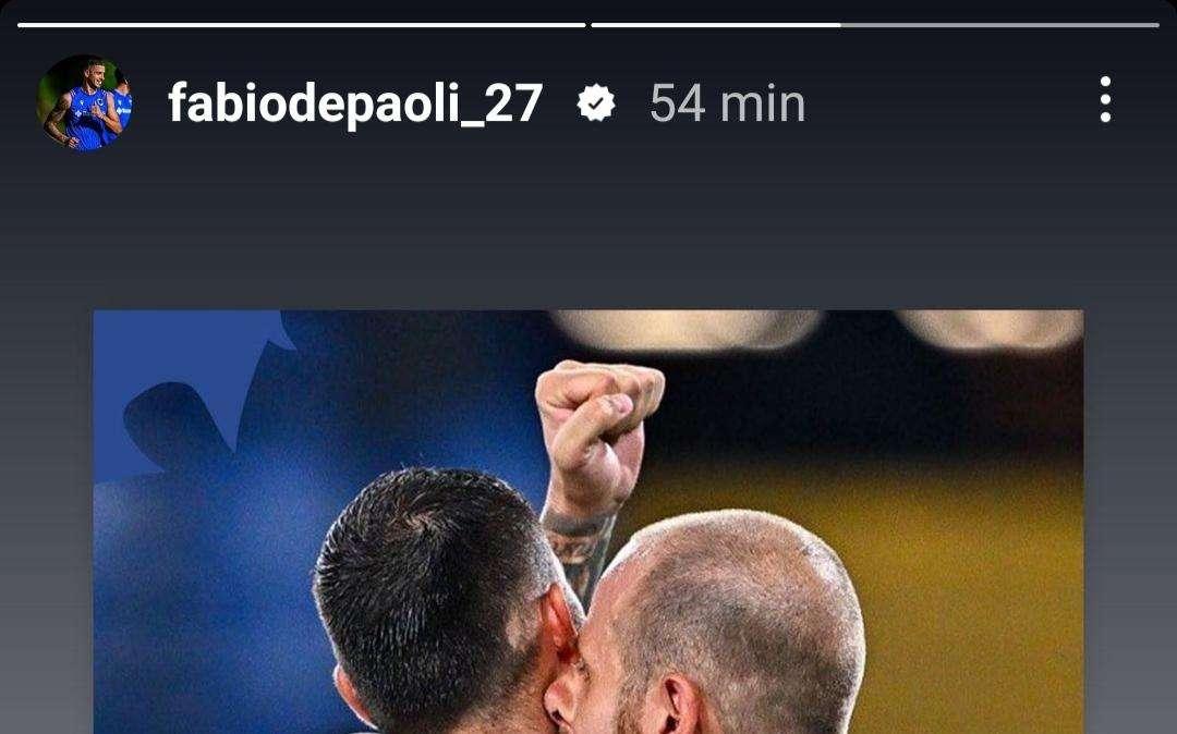 Il post social di Depaoli: "Bravi ragazzi, forza Sampdoria"