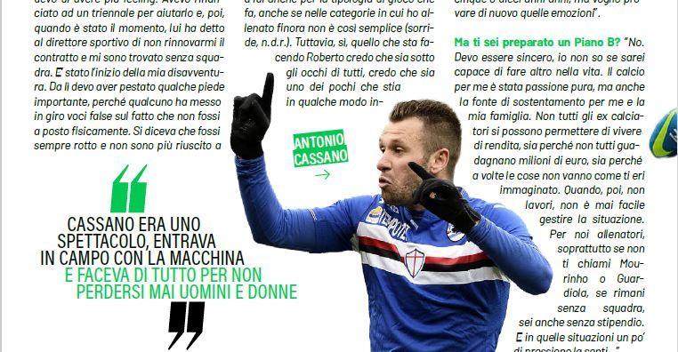 Sampdoria, Cacciatore e i retroscena su Cassano: dal pallone a “Uomini e Donne”