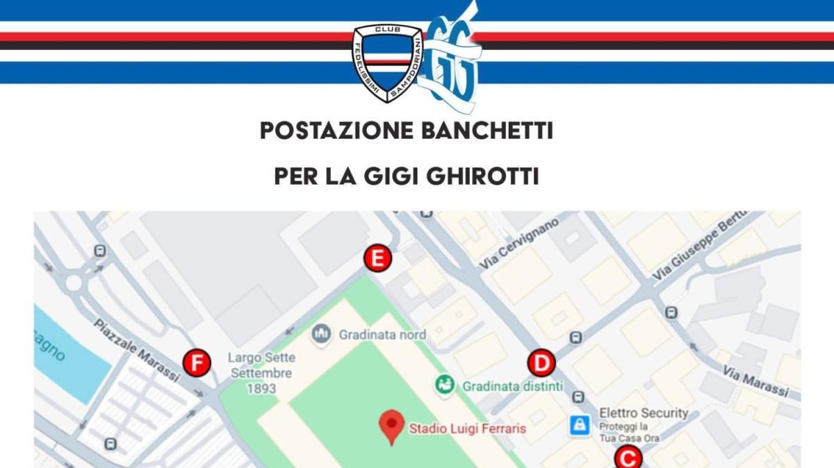 Tifoseria Sampdoria, postazione banchetti Fedelissimi per la Ghirotti