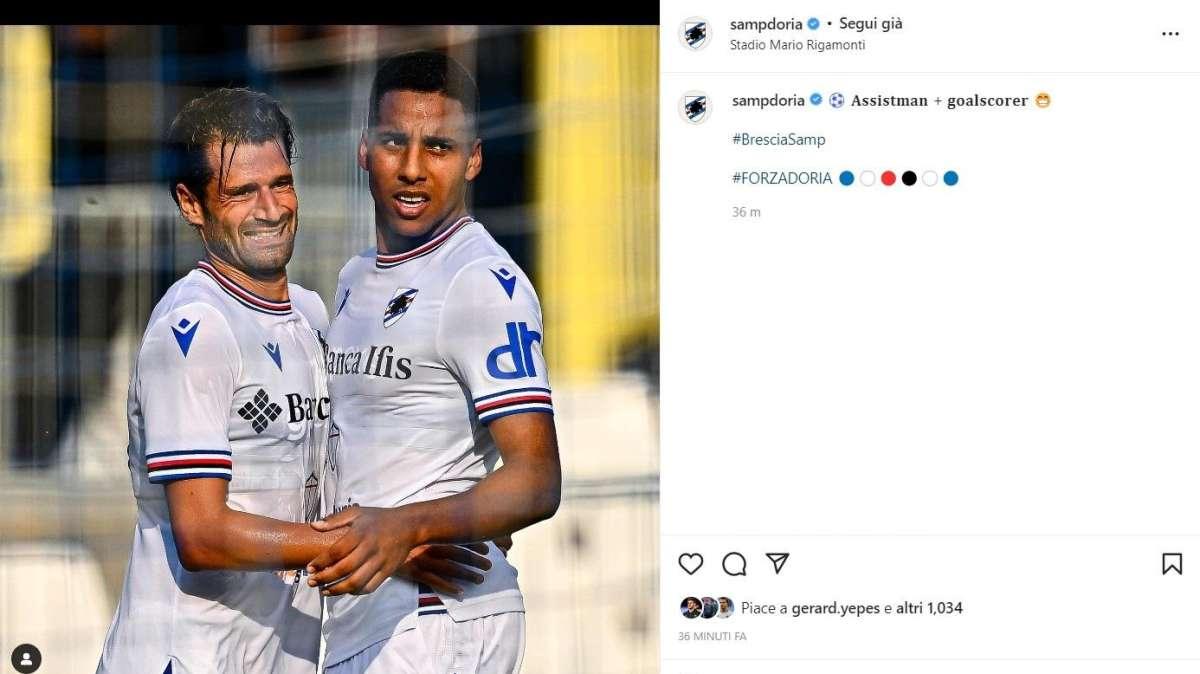 Sampdoria celebra Candreva e Sabiri: "Assistman + marcatore"