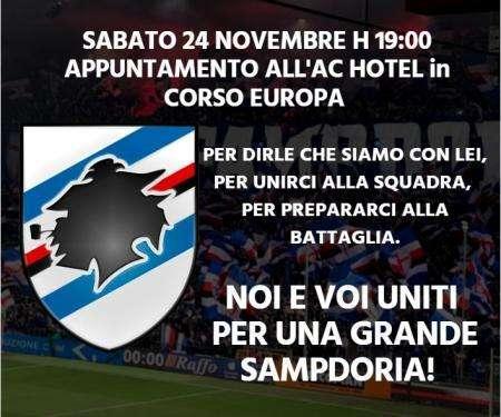 Sabato h19 AC Hotel. I Gruppi della Sud: "Noi e Voi uniti per una grande Sampdoria"