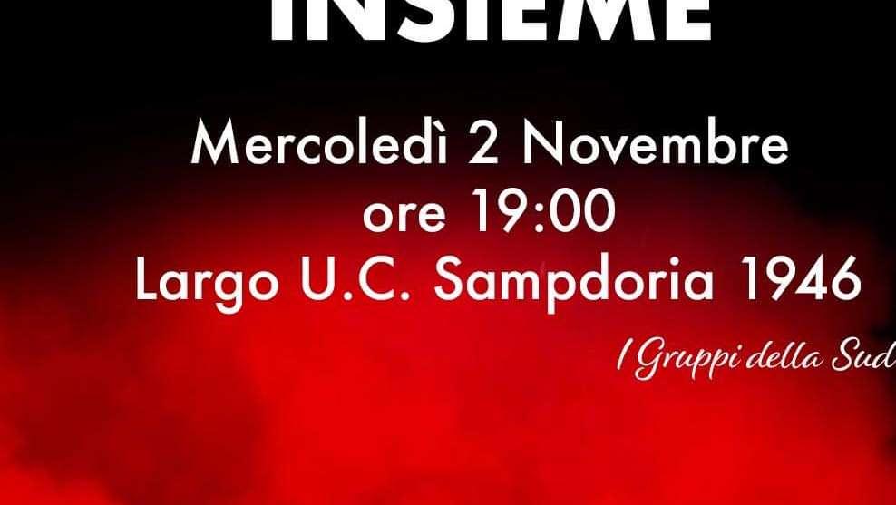 Sampdoria, i Gruppi della Sud: "2 novembre, ricordiamoli insieme"
