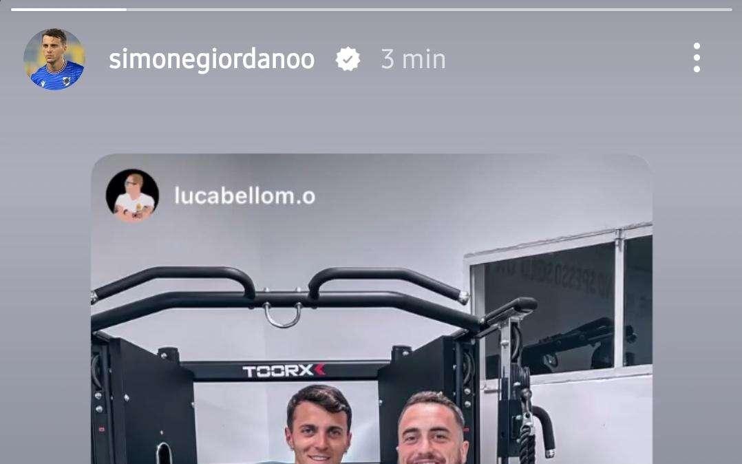 Social Sampdoria, Giordano si tiene in forma in palestra