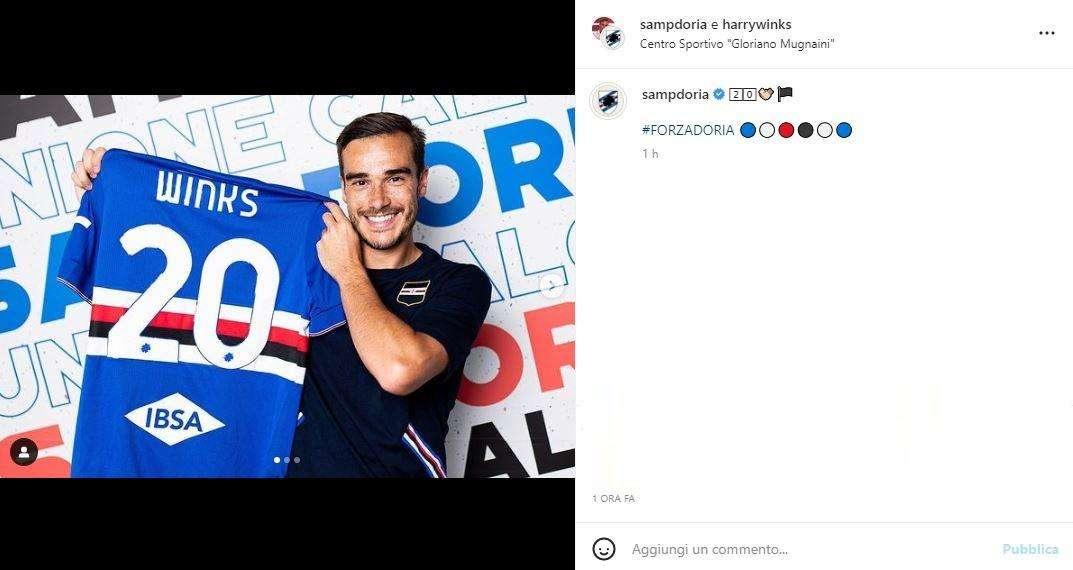 Social Sampdoria, Winks posa con la sua nuova maglia