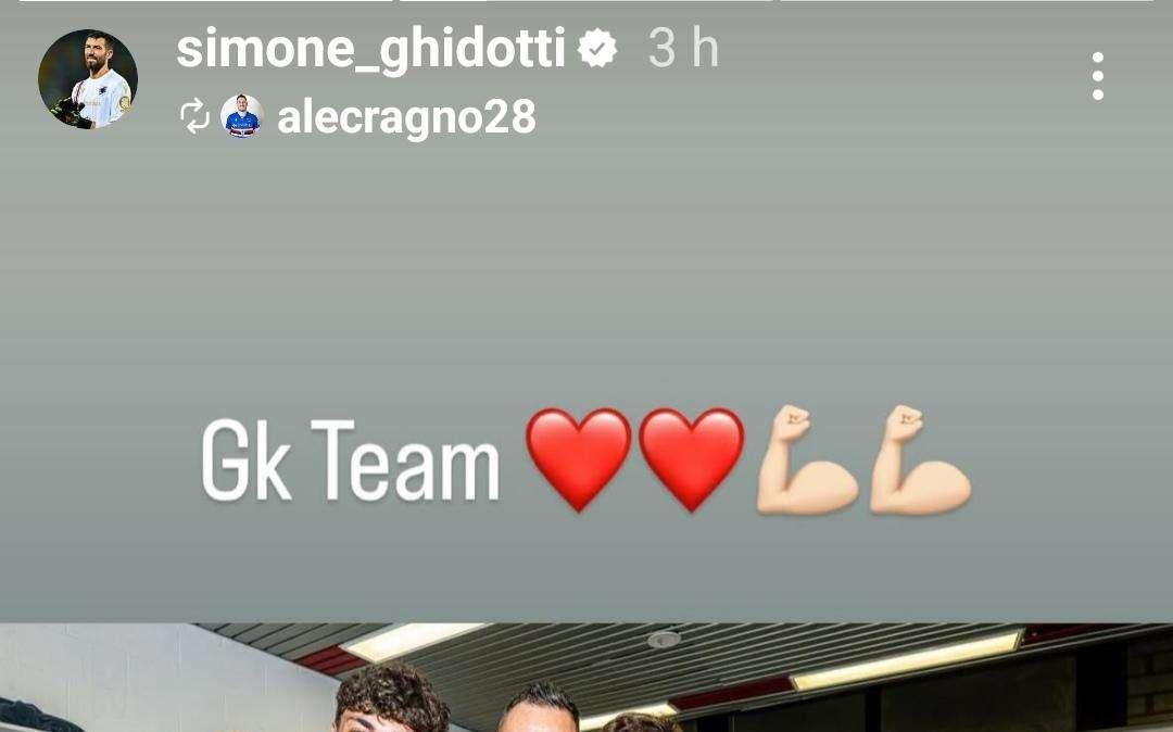 Sampdoria, foto di gruppo dei portieri con il preparatore Bressan