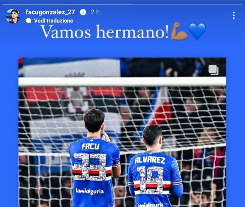 Social Sampdoria, il benvenuto di Gonzalez per il connazionale Alvarez