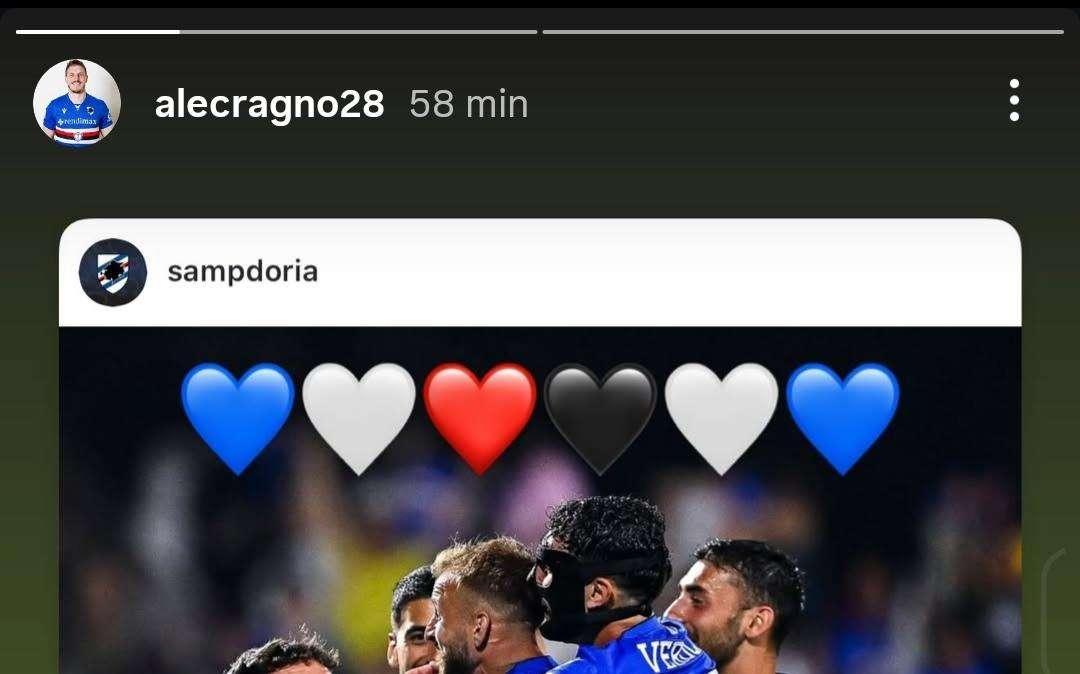 Sampdoria social, Cragno si unisce all'esultanza dei compagni